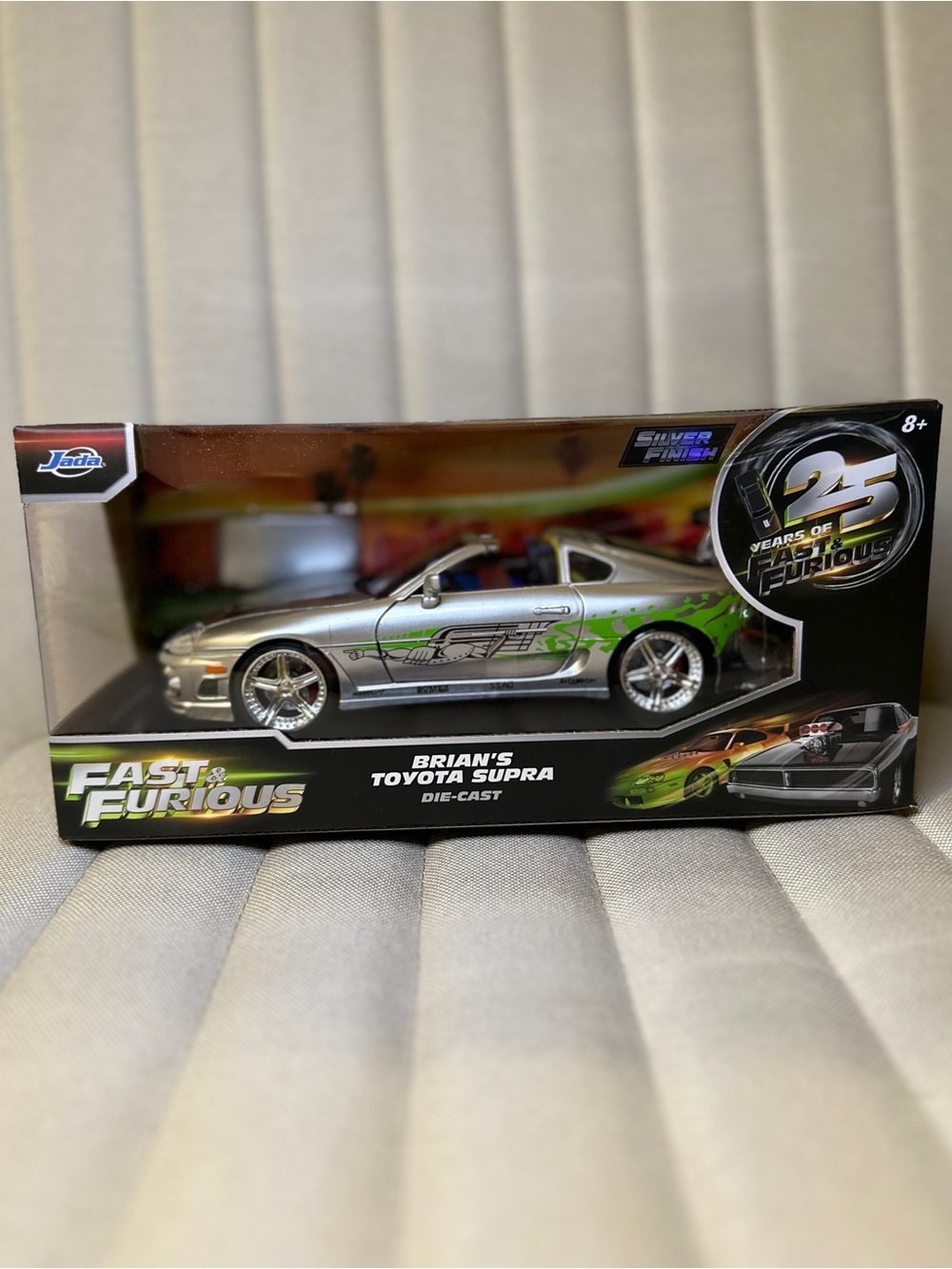 Fast & Furious Brian's Toyota Supra Die-Cast Toy Car - Silver with Green Accents